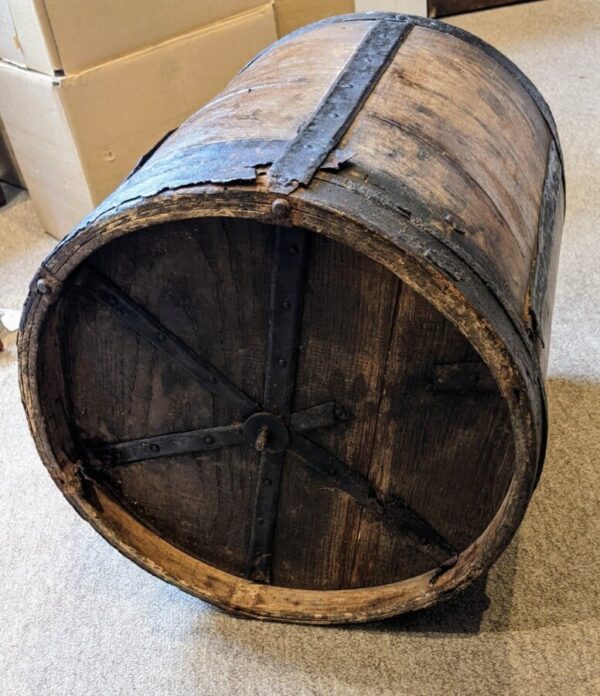 Wooden Grain Measure Grain Bucket Antique Collectibles 6