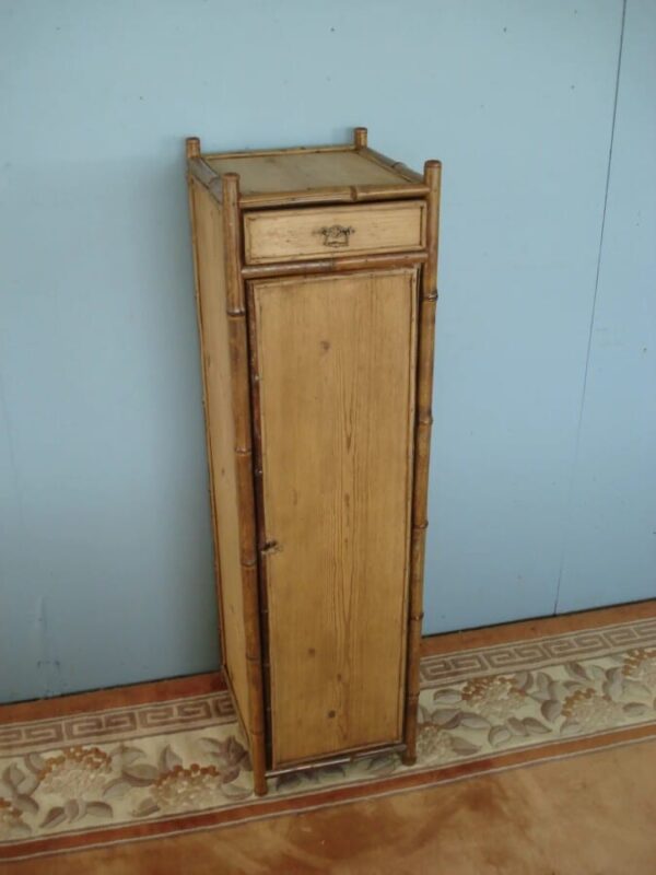 Late Victorian Pine and Bamboo Narrow Cabinet Antique Cabinets 6