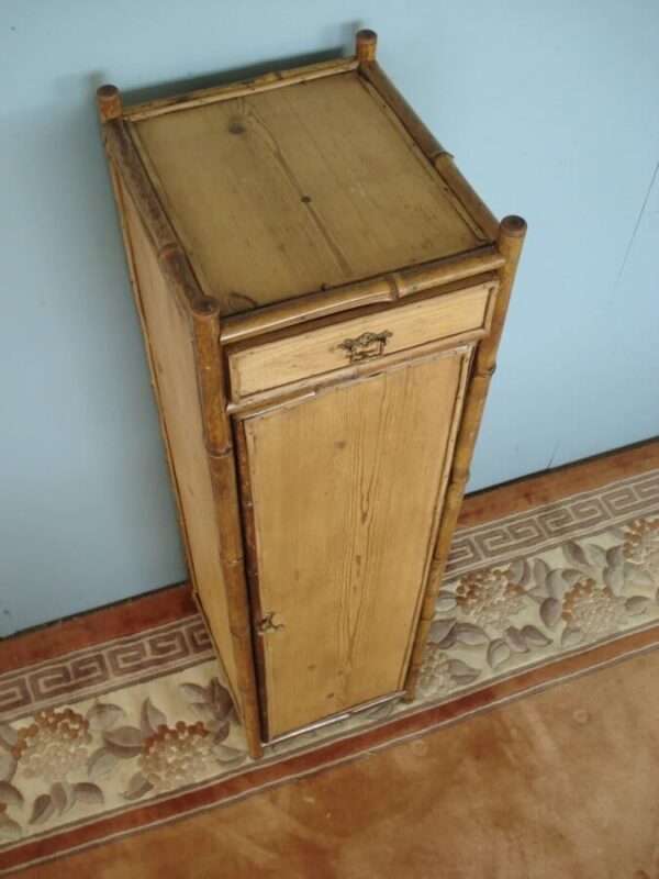 Late Victorian Pine and Bamboo Narrow Cabinet Antique Cabinets 5