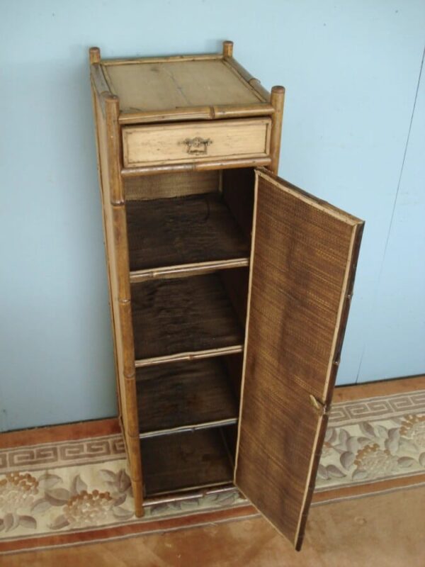Late Victorian Pine and Bamboo Narrow Cabinet Antique Cabinets 4