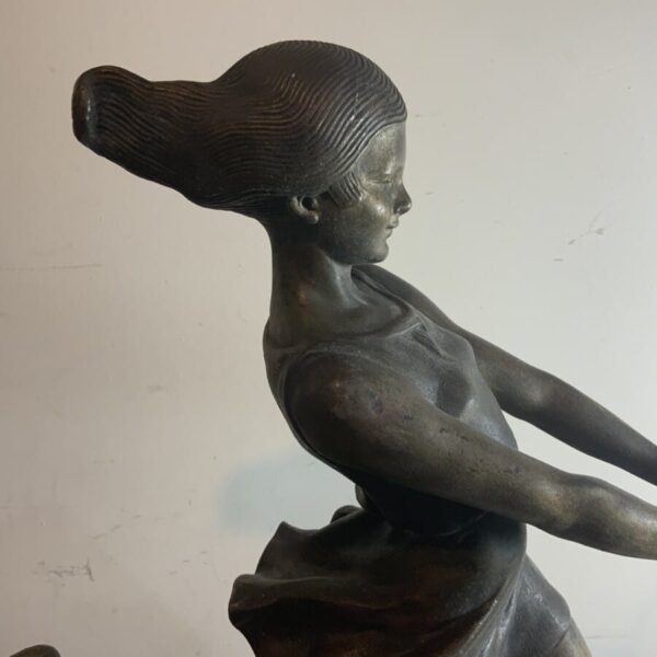 Art Deco Dancing Girl with Her Hoop Antique Sculptures 17