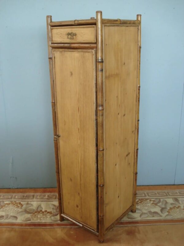 Late Victorian Pine and Bamboo Narrow Cabinet Antique Cabinets 3