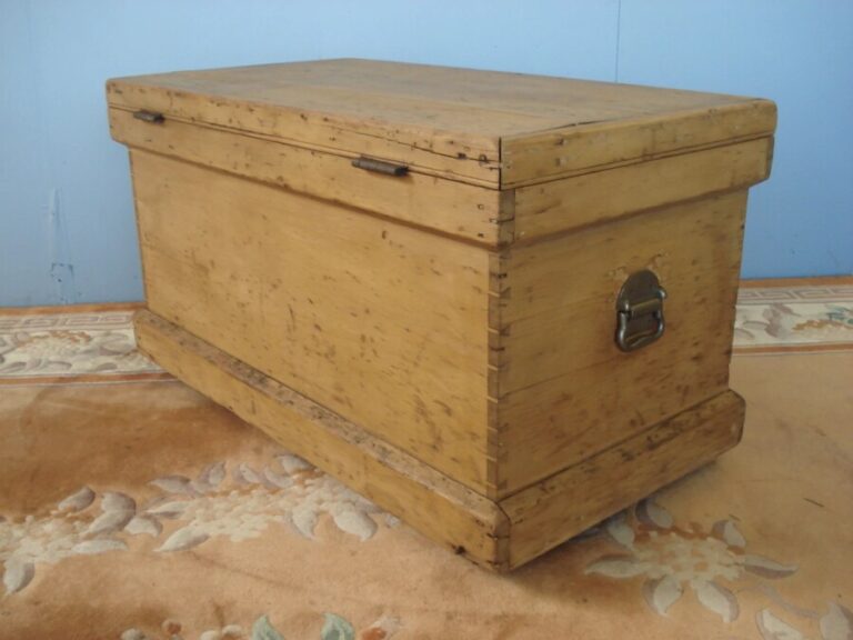 Victorian Carpenter’s Pine Tool Chest with original wooden castors Antique Boxes Victorian Carpenter's Pine Tool Chest with original wooden castors