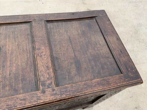 Coffer in oak and superbly carved front, circa 1740’s Antique Furniture 11