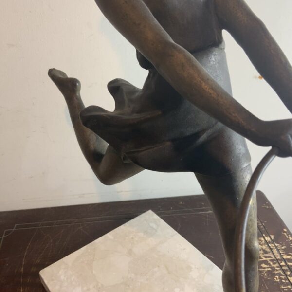 Art Deco Dancing Girl with Her Hoop Antique Sculptures 14