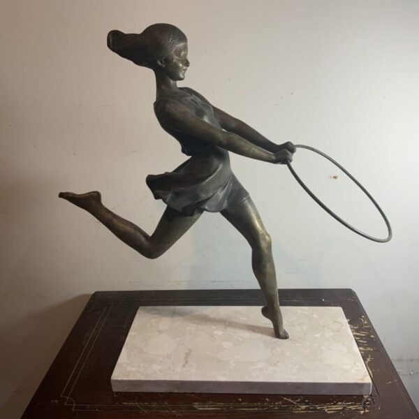 Art Deco Dancing Girl with Her Hoop Antique Sculptures 3