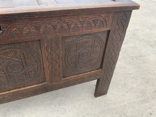 Coffer in oak and superbly carved front, circa 1740’s Antique Furniture 6