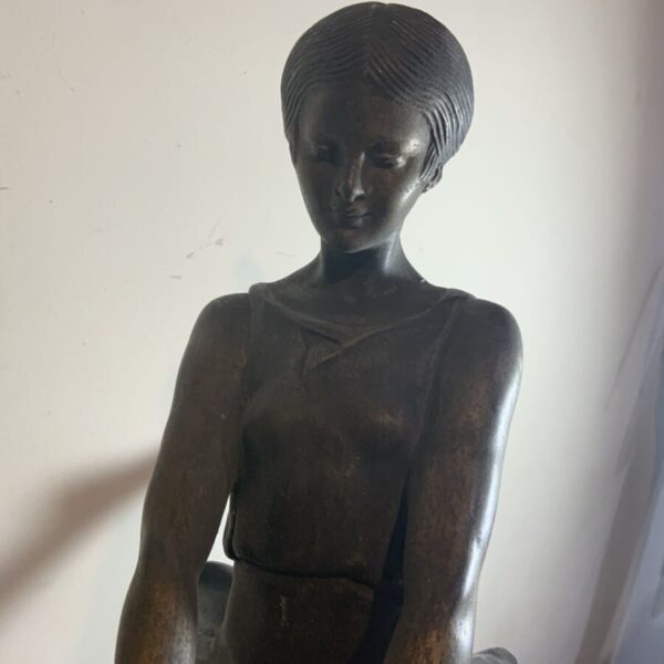 Art Deco Dancing Girl with Her Hoop Antique Sculptures 11