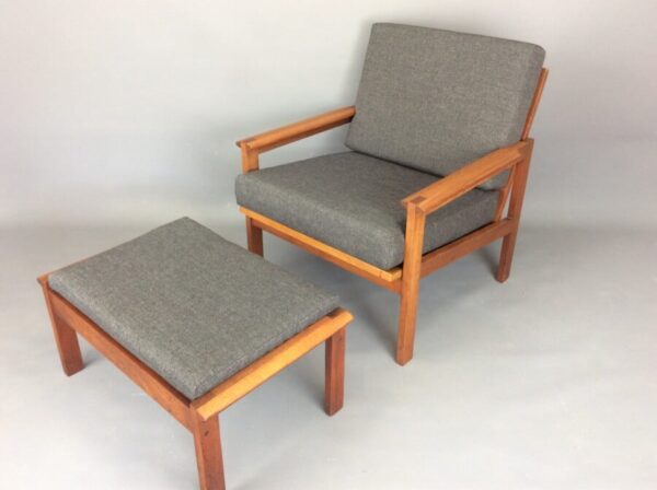 Mid Century Danish Capella Armchair & Footstool 1960's