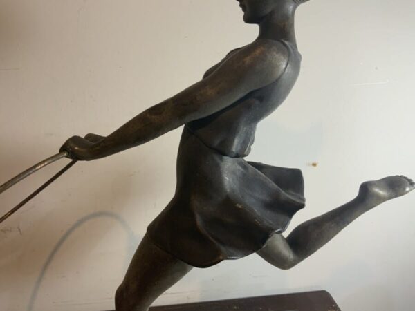 Art Deco Dancing Girl with Her Hoop Antique Sculptures 7