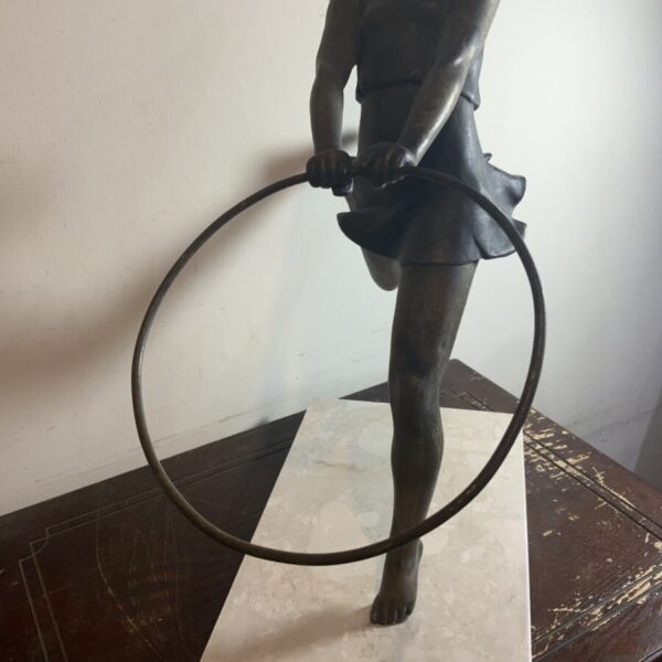 Art Deco Dancing Girl with Her Hoop Antique Sculptures 10