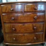 Bow Fronted Victorian Mahogany Chest of Drawers Bedroom Furniture Miscellaneous