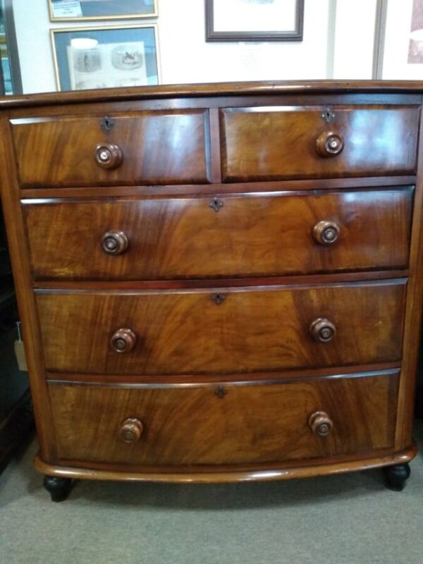 Bow Fronted Victorian Mahogany Chest of Drawers Bedroom Furniture Miscellaneous 3