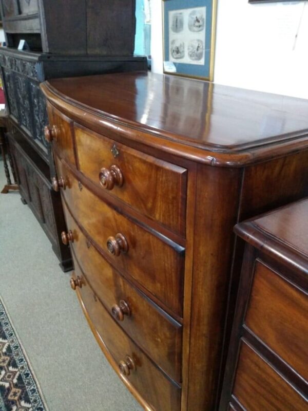 Bow Fronted Victorian Mahogany Chest of Drawers Bedroom Furniture Miscellaneous 4