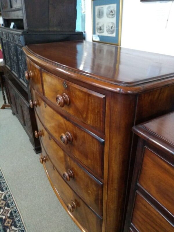 Bow Fronted Victorian Mahogany Chest of Drawers - Image 2