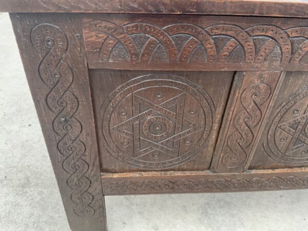 Coffer in oak and superbly carved front, circa 1740’s Antique Furniture 4