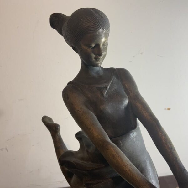 Art Deco Dancing Girl with Her Hoop Antique Sculptures 13