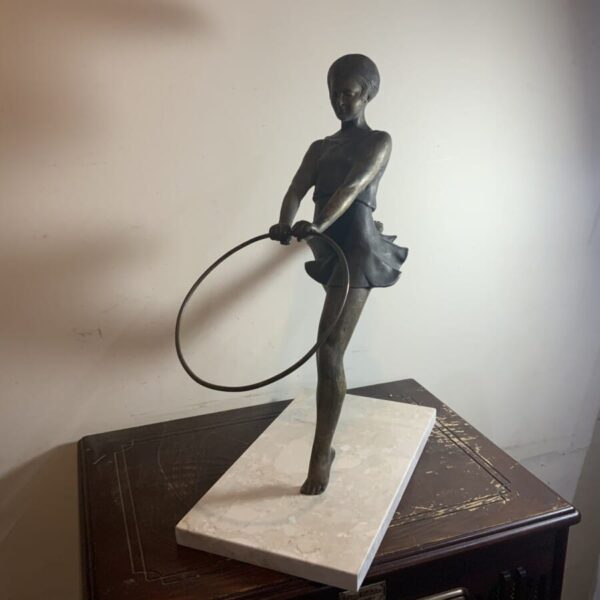Art Deco Dancing Girl with Her Hoop Antique Sculptures 8