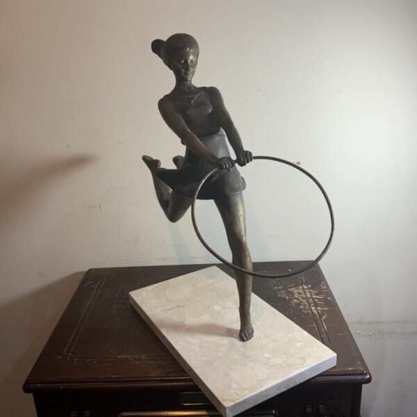 Art Deco Dancing Girl with Her Hoop Antique Sculptures 12
