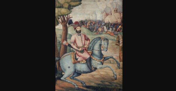 Qalam Zani c1920 depicting victorious Nader Shah on horseback Qajar Safavid - Image 7