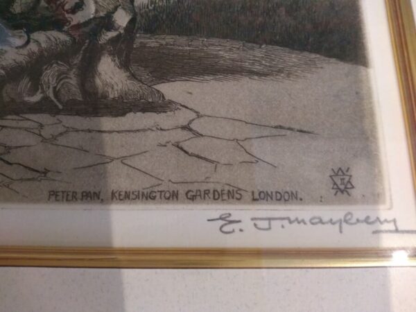 The Peter Pan Statue In Kensington Gardens, London. Etching Signed and Titled in Pencil by the Artist - Image 7