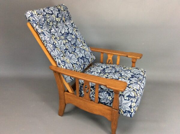 Pair of Arts & Crafts Reclining Armchairs c1900 armchairs Antique Chairs 4