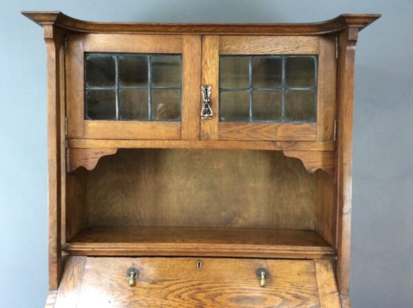 Arts & Crafts Oak Bureau Bookcase c1900 - Image 6