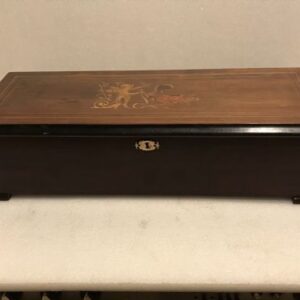 Music box playing ten airs with inlaid case Antique Boxes