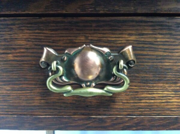 Small Arts & Crafts Oak Writing Desk c1910 - Image 3