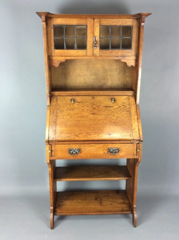 Arts & Crafts Oak Bureau Bookcase c1900
