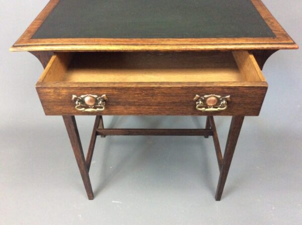Small Arts & Crafts Oak Writing Desk c1910 - Image 5