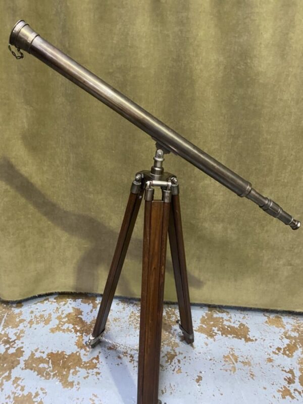 Vintage telescope on oak tripod
