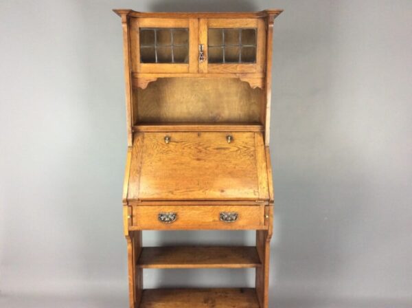 Arts & Crafts Oak Bureau Bookcase c1900 - Image 5