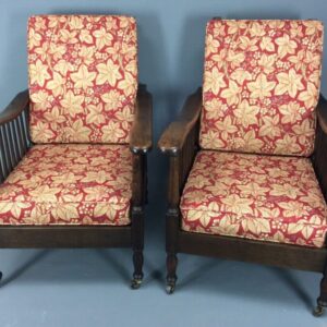 Pair of Arts & Crafts Reclining Armchairs by Shapland & Petter c1900 armchair Antique Chairs