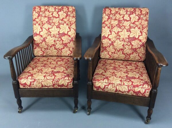 Pair of Arts & Crafts Reclining Armchairs by Shapland & Petter c1900