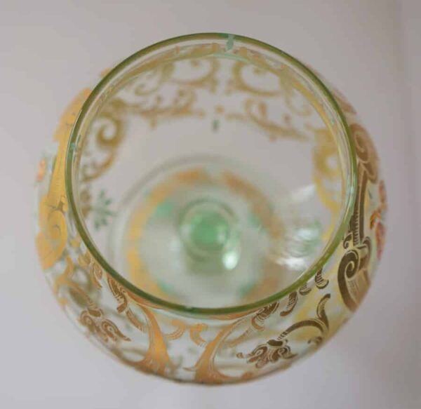 SALE – Rare Large Vintage Set of 4 Venetian Murano Hand Painted Goblets Hand Painted Goblets, Antique Glassware 5