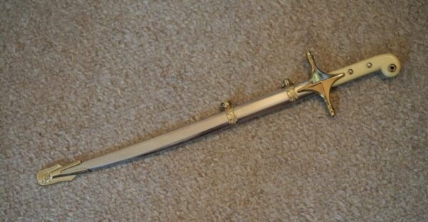 USA Marine Officers Sword, Scabbard & Ebonised Stand Letter Opener - Image 2