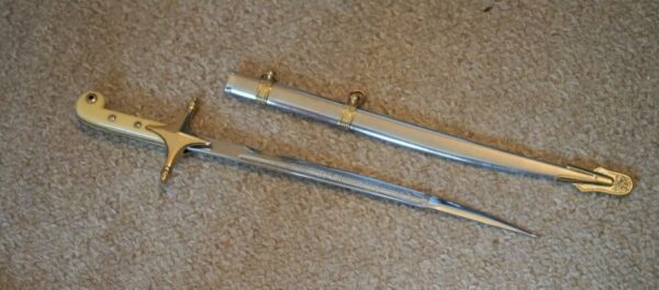 USA Marine Officers Sword, Scabbard & Ebonised Stand Letter Opener - Image 3