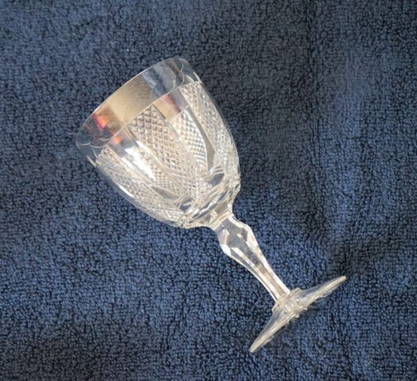 SALE – Vintage Set of 4 Large HIBERNIA Pattern Waterford Crystal Wine Glasses Cobalt Blue Heavy Bowl Antique Glassware 7