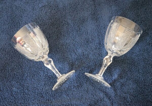 SALE – Vintage Set of 4 Large HIBERNIA Pattern Waterford Crystal Wine Glasses Cobalt Blue Heavy Bowl Antique Glassware 10