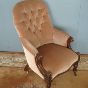 Reupholstered Button Back Victorian Armchair Antique Chairs