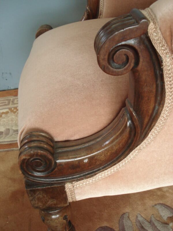 Reupholstered Button Back Victorian Armchair - Image 4
