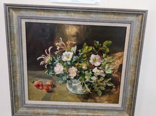 Honeysuckle and Wild Roses by Anne Cotterill Floral arrangement Antique Art 3