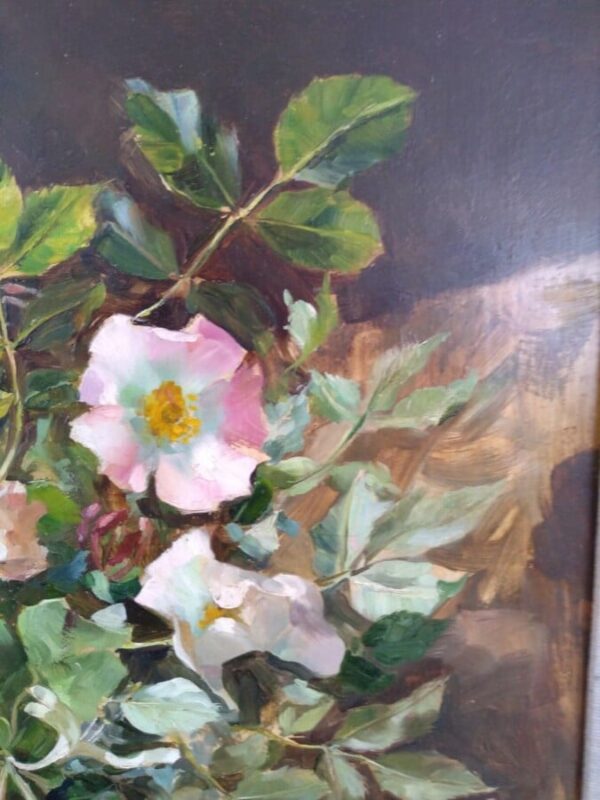 Honeysuckle and Wild Roses by Anne Cotterill Floral arrangement Antique Art 7