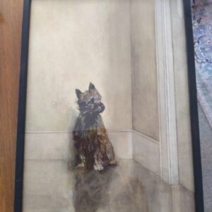 ‘Waiting’ by William Lindsay Cable Animal portrait Antique Art