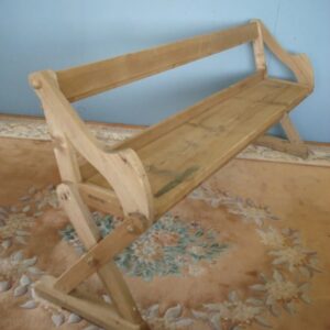 6’6″ Long Old Pine Bench with sloping back rail. Antique Benches