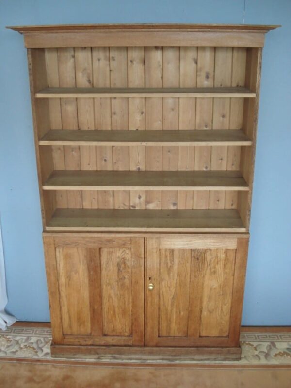 Open shelves over a Two Door Oak Cupboard – separates for transport. Antique Cupboards 6