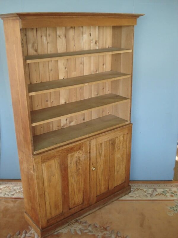 Open shelves over a Two Door Oak Cupboard – separates for transport. Antique Cupboards 3