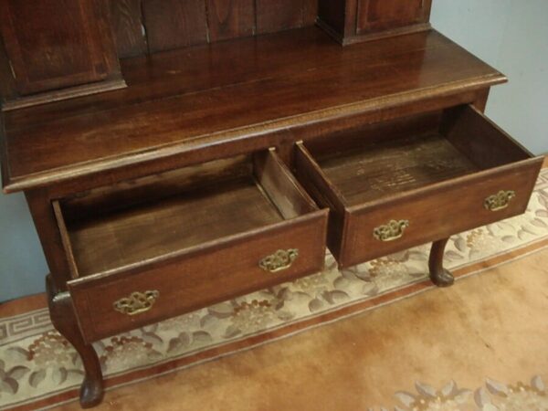 19th Century oak dresser of smaller proportions. With spice cupboards and mahogany inlay. Antique Dressers 5
