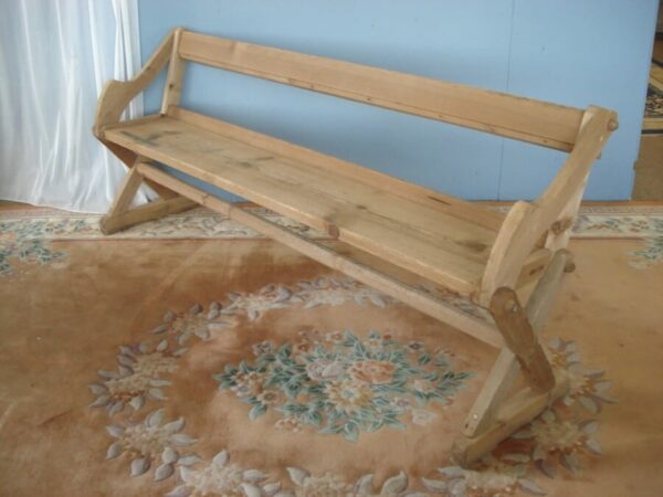 6’6″ Long Old Pine Bench with sloping back rail. Antique Benches 6